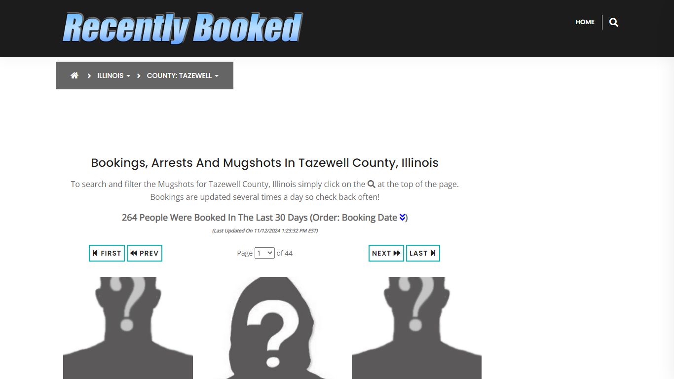 Bookings, Arrests and Mugshots in Tazewell County, Illinois