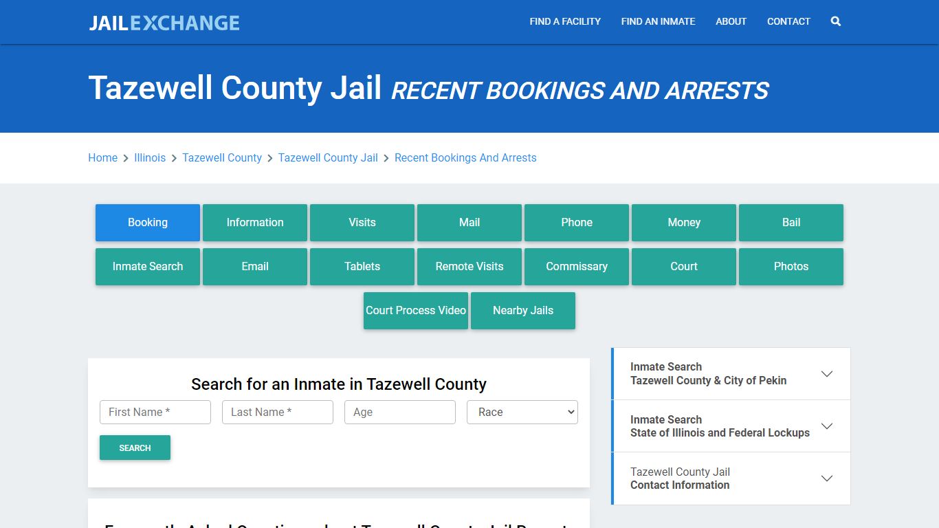 Tazewell County Jail IL Recent Arrests and Bookings - Jail Exchange